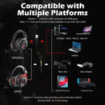 EKSA E900 Pro 7.1 หูฟังเกมมิ่งแบบครอบหัวพร้อมสายควบคุม USB พร้อมไฟ LED และไมโครโฟน, E900 Pro