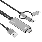 Onten OTN-7537A สายอะแดปเตอร์เล่นหน้าจอ HD มือถือ 3 in 1 1080P, OTN-7537A