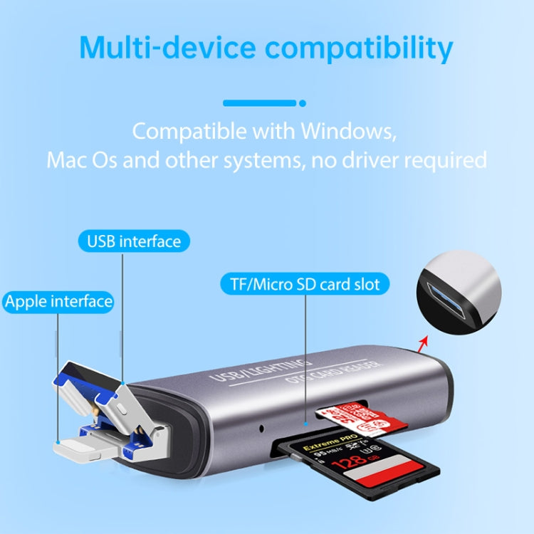 แฟลชไดรฟ์ USB 2 in 1 + 8 Pin / เครื่องอ่านการ์ด OTG สำหรับระบบ IOS โทรศัพท์มือถือ / คอมพิวเตอร์ รุ่น 118