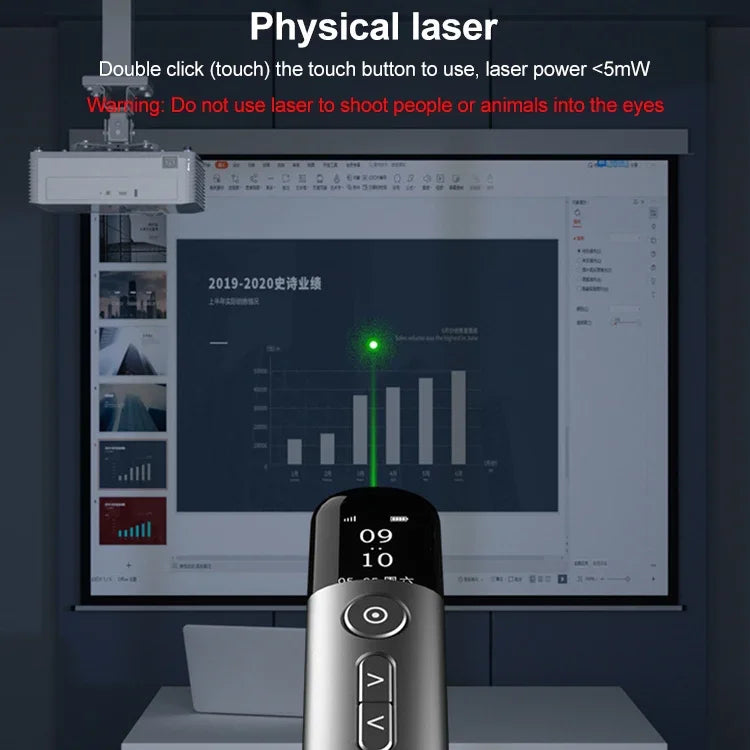 32GB Green Light Multifunctional PPT Touch Laser Page Turning Pen Wireless Presenter, A9 Pro 32GB Green Light(Grey)