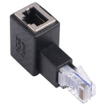 อะแดปเตอร์แปลง RJ45 ตัวผู้เป็นตัวเมีย แบบขยาย 90 องศาสำหรับสาย LAN Ethernet Cat5 Cat6, มุมขวา 90 องศา