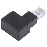 อะแดปเตอร์แปลง RJ45 ตัวผู้เป็นตัวเมีย แบบขยาย 90 องศาสำหรับสาย LAN Ethernet Cat5 Cat6, มุมขวา 90 องศา