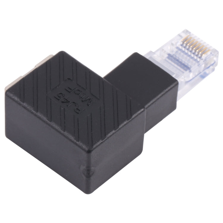 อะแดปเตอร์แปลง RJ45 ตัวผู้เป็นตัวเมีย แบบขยาย 90 องศาสำหรับสาย LAN Ethernet Cat5 Cat6, มุมขวา 90 องศา