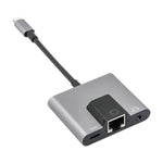 อะแดปเตอร์ 3 in 1 8 Pin ตัวผู้เป็น 8 Pin สำหรับชาร์จ + RJ45 อีเธอร์เน็ต + หูฟัง 3.5 มม. ตัวเมีย รุ่น NK-1056