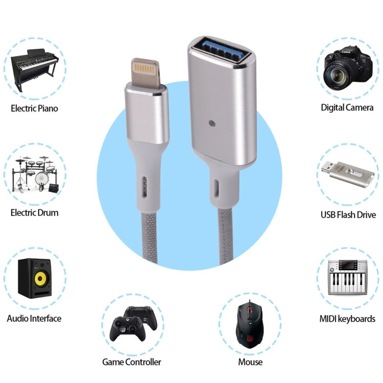 อะแดปเตอร์กล้อง OTG 8 Pin ตัวผู้เป็น USB ตัวเมีย รองรับ IOS 13 ขึ้นไป