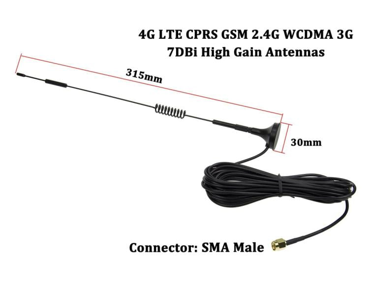 เสาอากาศรับสัญญาณ 7dBi SMA ตัวผู้ กำไรสูง สำหรับ 4G LTE CPRS GSM 2.4G WCDMA 3G