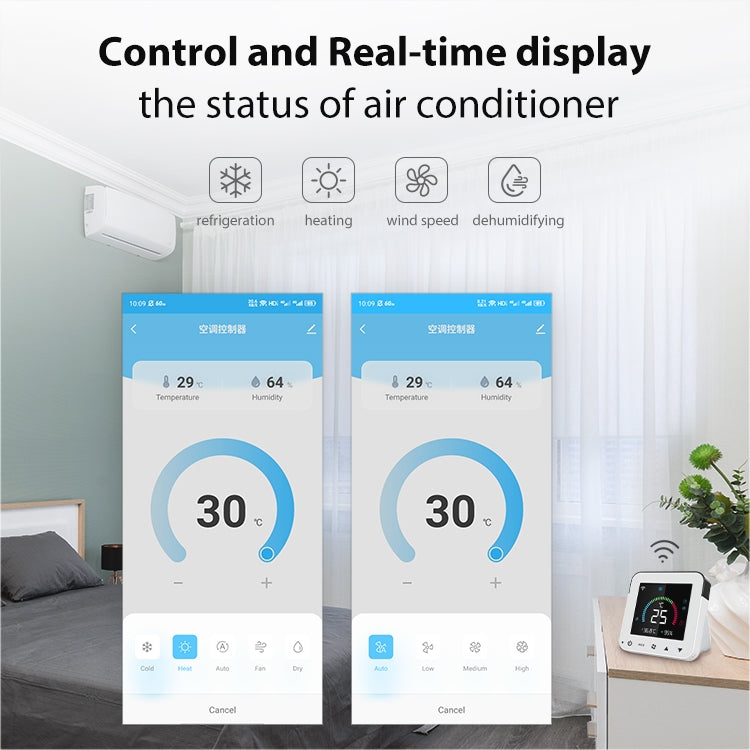 เครื่องควบคุมเครื่องปรับอากาศอินฟราเรดหน้าจอสีอัจฉริยะ WiFi NEO NAS-RT01W