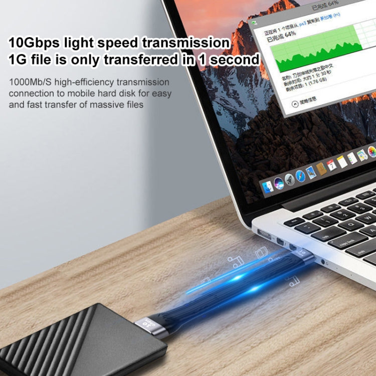 สายชาร์จข้อมูลซิงค์แบบแบนอ่อน USB ชาย 10Gbps เป็น USB หญิง ชาร์จเร็ว