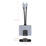 อะแดปเตอร์ 3 in 1 NK-1056Pro 8 Pin + USB-C / Type-C ตัวผู้เป็น 8 Pin สำหรับชาร์จ + อีเธอร์เน็ต + หูฟัง 3.5 มม. ตัวเมีย