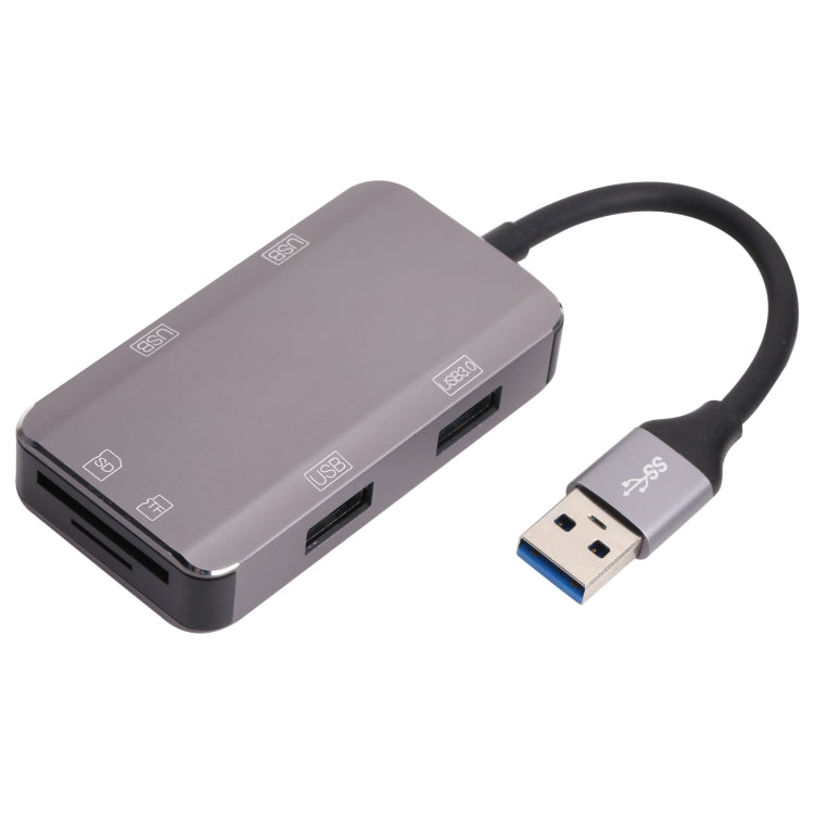 อะแดปเตอร์ NK-3049HD 6 in 1 USB ชาย เป็นช่องเสียบการ์ด MS / TF + USB 3.0 + USB 2.0 หญิง 3 ช่อง