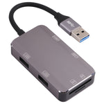 อะแดปเตอร์ NK-3049HD 6 in 1 USB ชาย เป็นช่องเสียบการ์ด MS / TF + USB 3.0 + USB 2.0 หญิง 3 ช่อง
