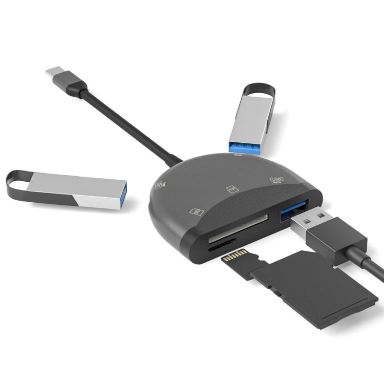 อะแดปเตอร์ NK-3039 5 in 1 USB-C / Type-C ชาย เป็นช่องเสียบการ์ด TF / SD + USB หญิง 3 ช่อง