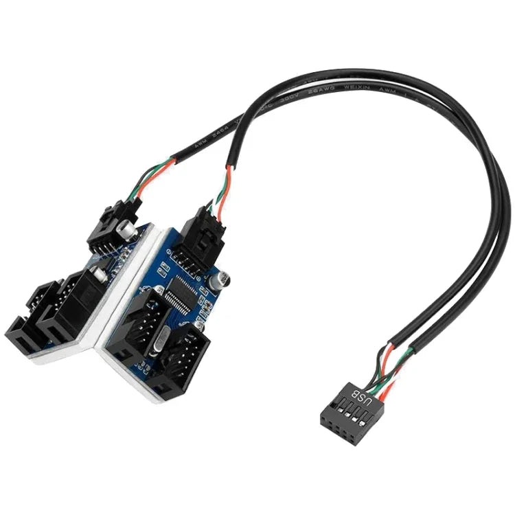Rocketek HC427 อะแดปเตอร์ USB2.0 HUB 9 พิน แบบแยกสัญญาณหนึ่งต่อสี่, หนึ่งต่อสี่