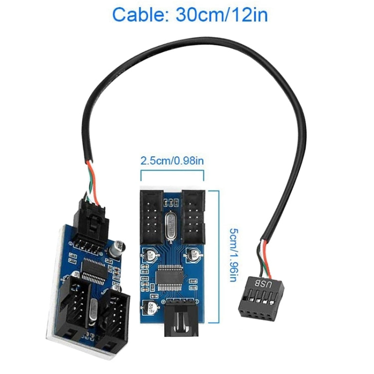 บอร์ดแยกสัญญาณ Rocketek HC427 HUB USB2.0 9 พิน แบบหนึ่งเป็นสอง