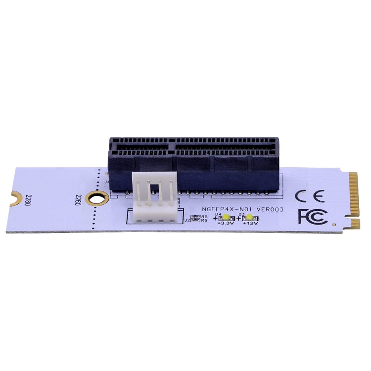 ตัวแปลง NGFF M.2 Key M เป็น PCI-E 1X / 4X / 8X / 16X สำหรับการ์ดกราฟิกและเหมือง พร้อมไฟ LED และสายไฟ 4 ขา, VER003 พร้อมสายไฟ 4 ขา