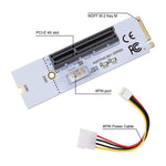 ตัวแปลง NGFF M.2 Key M เป็น PCI-E 1X / 4X / 8X / 16X สำหรับการ์ดกราฟิกและเหมือง พร้อมไฟ LED และสายไฟ 4 ขา, VER003 พร้อมสายไฟ 4 ขา