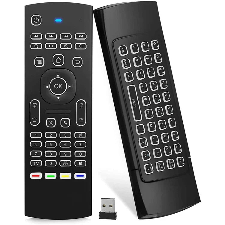 รีโมทคอนโทรลคีย์บอร์ดไร้สายเมาส์อากาศ 2.4GHz รุ่น MX3-L สีขาวพร้อมไฟแบ็คไลท์