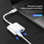 S-211 อะแดปเตอร์กล้อง 2 in 1 USB-C / Type-C ตัวผู้เป็น Type-C + USB ตัวเมีย, S-211