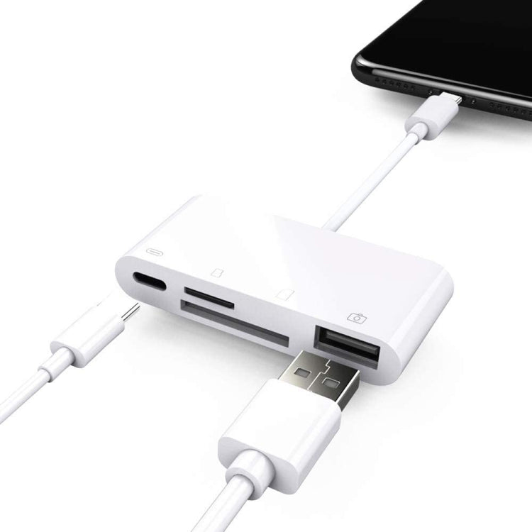 NK108LTC เครื่องอ่านการ์ดกล้อง 4 in 1 USB-C ตัวผู้เป็น SD + TF + USB + Type-C ตัวเมีย, NK108LTC