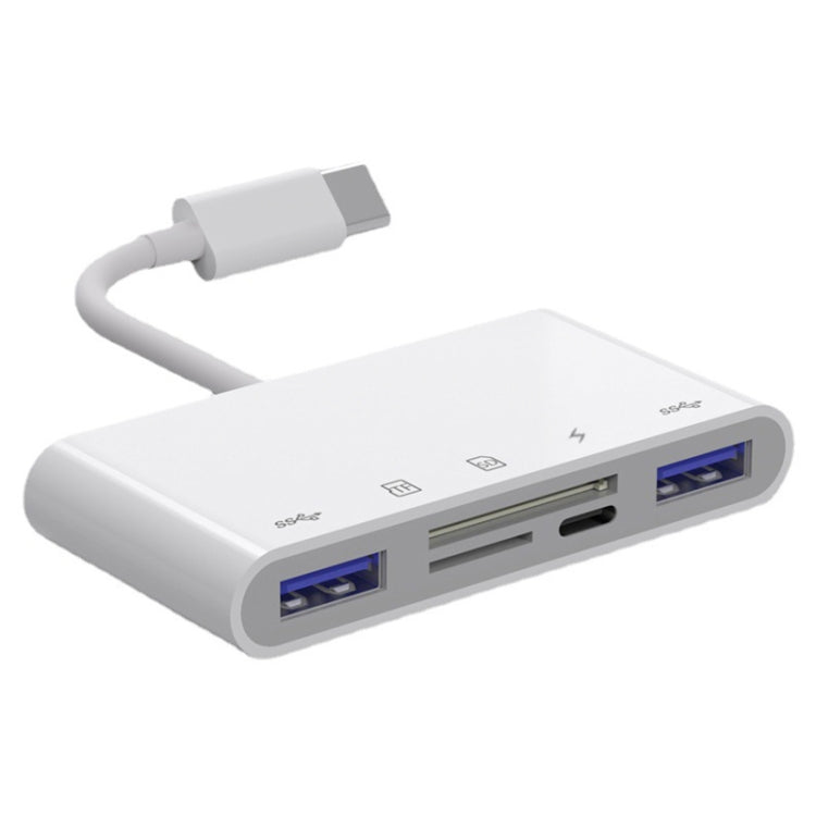 NK-1032TC อะแดปเตอร์ 5 in 1 USB-C ตัวผู้เป็น SD / TF / 2xUSB / Type-C ตัวเมีย, NK1032TC