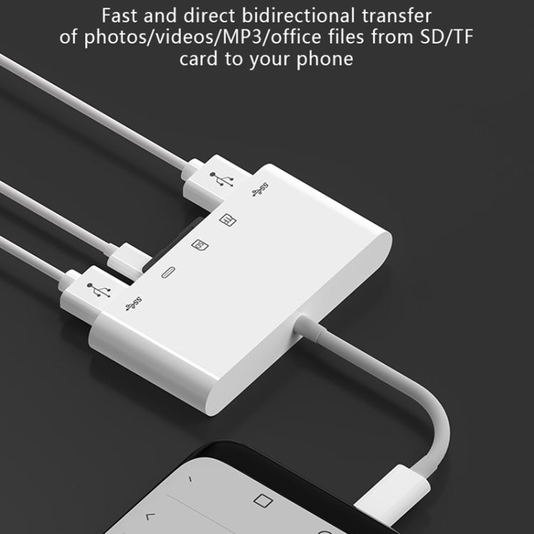 NK-1032TC อะแดปเตอร์ 5 in 1 USB-C ตัวผู้เป็น SD / TF / 2xUSB / Type-C ตัวเมีย, NK1032TC
