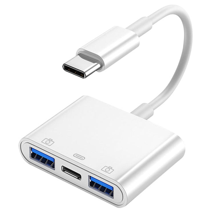 S-202 อะแดปเตอร์กล้อง 3 in 1 USB-C / Type-C ตัวผู้เป็น Type-C + 2 x USB ตัวเมีย, S-202