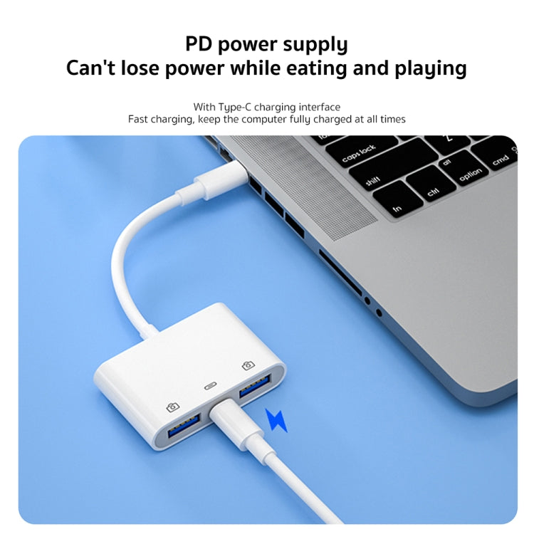 S-202 อะแดปเตอร์กล้อง 3 in 1 USB-C / Type-C ตัวผู้เป็น Type-C + 2 x USB ตัวเมีย, S-202