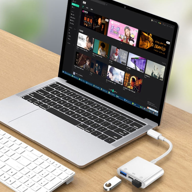 S-202 อะแดปเตอร์กล้อง 3 in 1 USB-C / Type-C ตัวผู้เป็น Type-C + 2 x USB ตัวเมีย, S-202