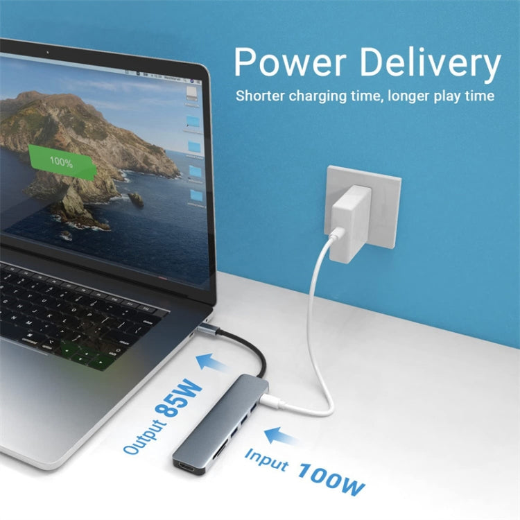 อะแดปเตอร์ HUB USB-C / Type-C 7 in 1 เป็น USB, 7 in 1