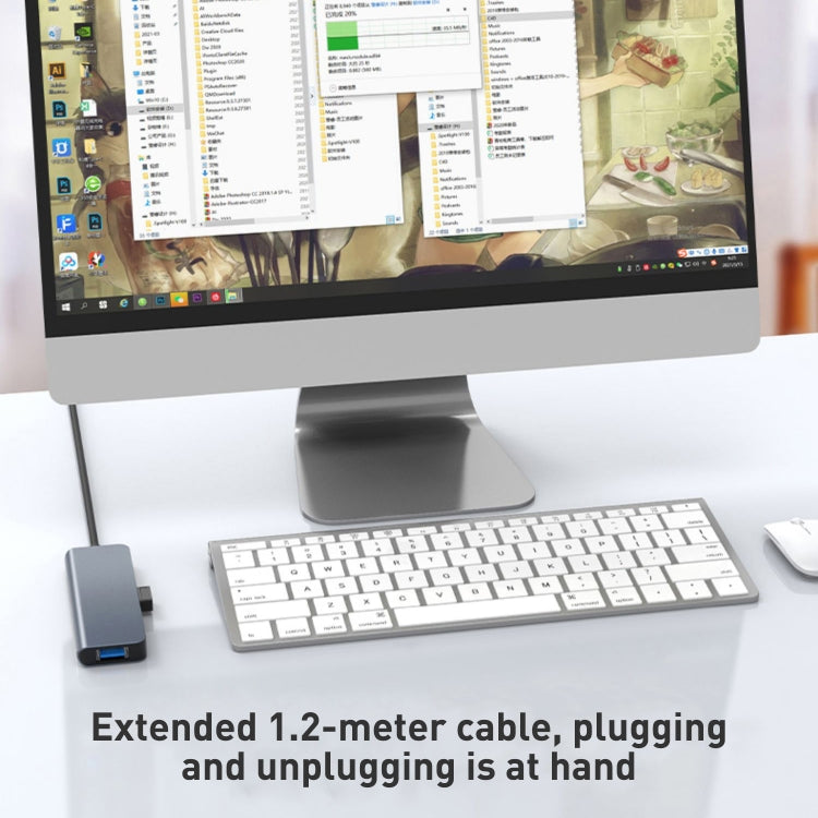 อะแดปเตอร์ HUB USB 4 in 1 เป็น USB 3.0 x4 สายยาว 1.2 เมตร รุ่น BYL-2013U3 12 ซม.