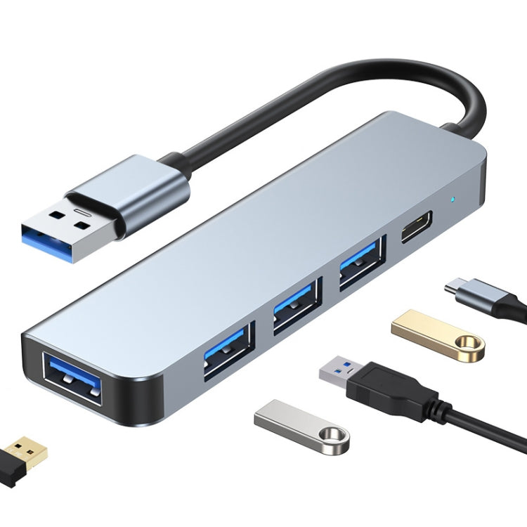 อะแดปเตอร์ HUB USB 5 in 1 เป็น USB 3.0 + USB 2.0 x3 + USB-C / Type-C สายยาว 10 ซม. รุ่น BYL-2301U