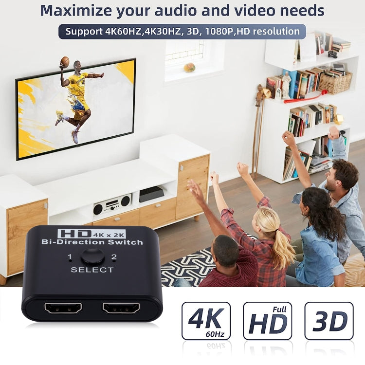 สวิตช์ HDMI สองทาง 2 In 1 Out ความละเอียด 4K HD รุ่น SL