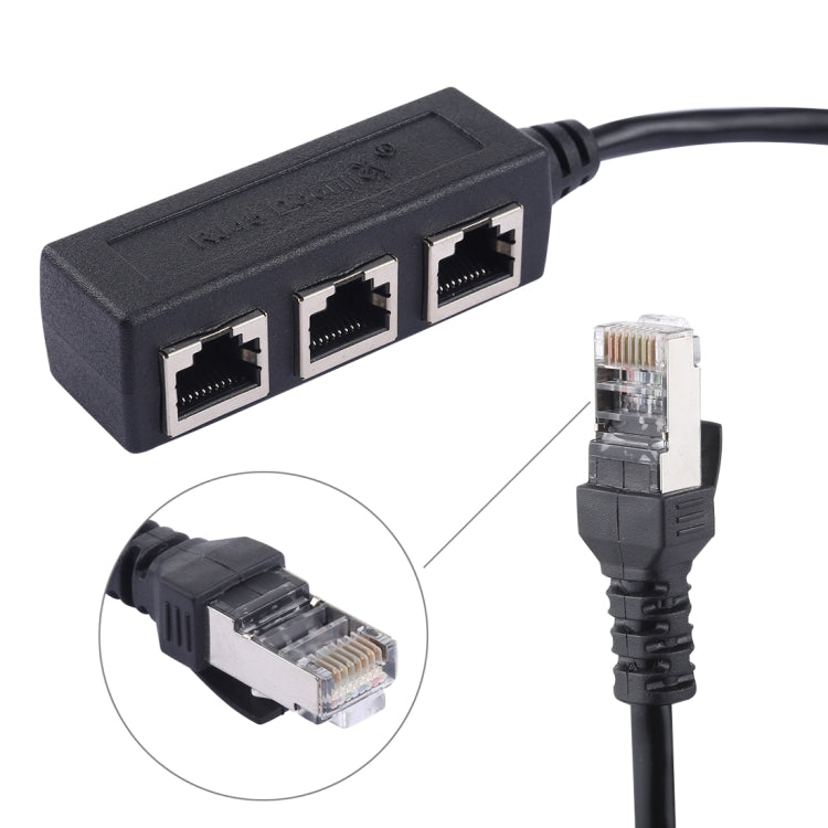 ตัวแยกปลั๊ก LAN Ethernet RJ45 จาก 1 เป็น 3 ช่อง, 3 พอร์ต RJ45