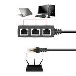 ตัวแยกปลั๊ก LAN Ethernet RJ45 จาก 1 เป็น 3 ช่อง, 3 พอร์ต RJ45