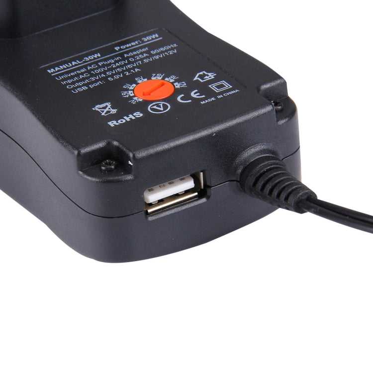 อะแดปเตอร์ปลั๊กผนัง 30W แบบยูนิเวอร์แซล ปลั๊ก EU พร้อมพอร์ต USB 5V 2.1A, จำนวน 6 ชิ้น ความยาวสายประมาณ 1.2 ม., ปลั๊ก EU