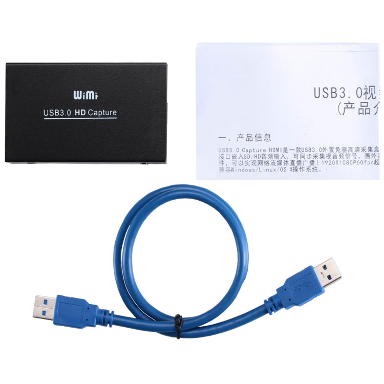 WIMI EC288 อุปกรณ์จับภาพวิดีโอ USB 3.0 HDMI 1080P กล่องสตรีม, ไม่ต้องติดตั้งไดรเวอร์
