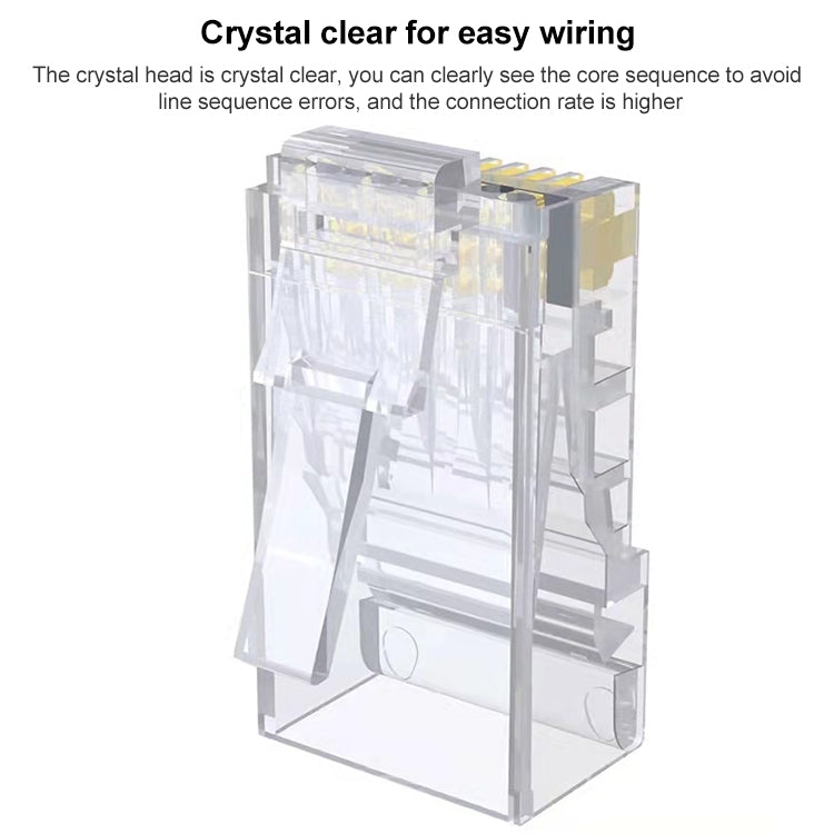 ปลั๊กโมดูลาร์ Cat5e RJ45 แบบไม่หุ้มเกราะ ผ่านตรง 100 ชิ้น/แพ็ค สีทอง: 3u, Cat5e ไม่หุ้มเกราะ ผ่านตรง