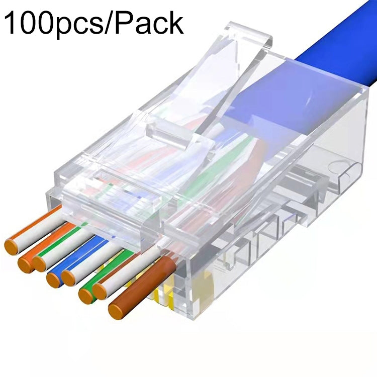 ตัวเชื่อมต่อ RJ45 แบบไม่หุ้มฉนวน Cat6e ผ่านตรง 100 ชิ้น/แพ็ค, Cat6e ไม่หุ้มฉนวนผ่านตรง
