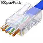 ตัวเชื่อมต่อ RJ45 แบบไม่หุ้มฉนวน Cat6e ผ่านตรง 100 ชิ้น/แพ็ค, Cat6e ไม่หุ้มฉนวนผ่านตรง