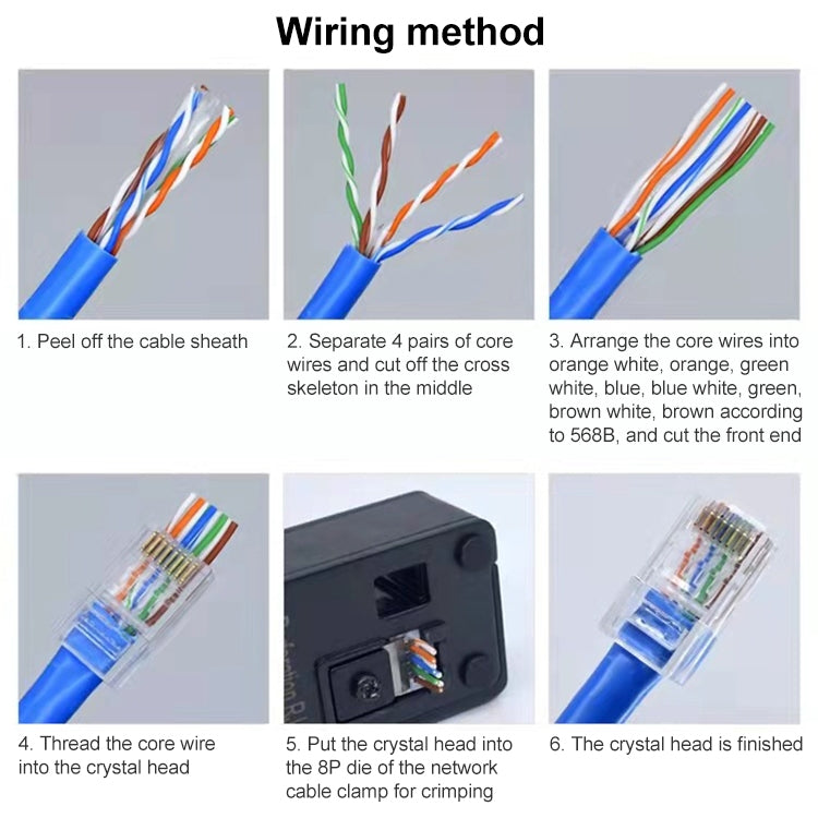 ตัวเชื่อมต่อ RJ45 แบบไม่หุ้มฉนวน Cat6e ผ่านตรง 100 ชิ้น/แพ็ค, Cat6e ไม่หุ้มฉนวนผ่านตรง
