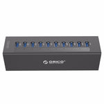 ORICO A3H10 อลูมิเนียมความเร็วสูง 10 พอร์ต USB 3.0 HUB พร้อมอะแดปเตอร์จ่ายไฟสำหรับแล็ปท็อป, 10 พอร์ต (สีเงิน), 10 พอร์ต (สีดำ)