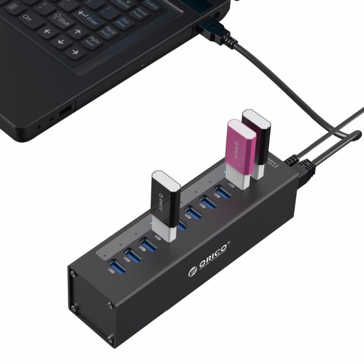 ORICO A3H10 อลูมิเนียมความเร็วสูง 10 พอร์ต USB 3.0 HUB พร้อมอะแดปเตอร์จ่ายไฟสำหรับแล็ปท็อป, 10 พอร์ต (สีเงิน), 10 พอร์ต (สีดำ)