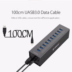 ORICO A3H10 อลูมิเนียมความเร็วสูง 10 พอร์ต USB 3.0 HUB พร้อมอะแดปเตอร์จ่ายไฟสำหรับแล็ปท็อป, 10 พอร์ต (สีเงิน), 10 พอร์ต (สีดำ)