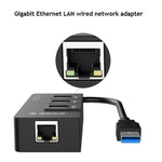 ORICO HR01-U3 ABS 3 พอร์ต USB3.0 HUB ตัวแยกพร้อมการ์ดเครือข่าย RJ45 Gigabit Ethernet ภายนอก 5 Gbps สำหรับแล็ปท็อป / เดสก์ท็อป / อัลตร้าบุ๊ก ฯลฯ
