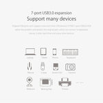 ORICO H7928-U3 วัสดุ ABS เดสก์ท็อป 7 พอร์ต USB 3.0 HUB พร้อมสาย 1 ม., USB 3.0