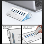 ORICO M3U7 อลูมิเนียมอัลลอย 7 พอร์ต USB 3.2 Gen1 5Gbps HUB พร้อมสาย 1 ม., M3U7 1 ม.