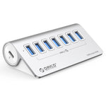 ORICO M3U7-G2 อลูมิเนียมอัลลอย 7 พอร์ต USB 3.2 Gen2 10Gbps HUB พร้อมสาย 1 ม., M3U7-G2 1 ม.