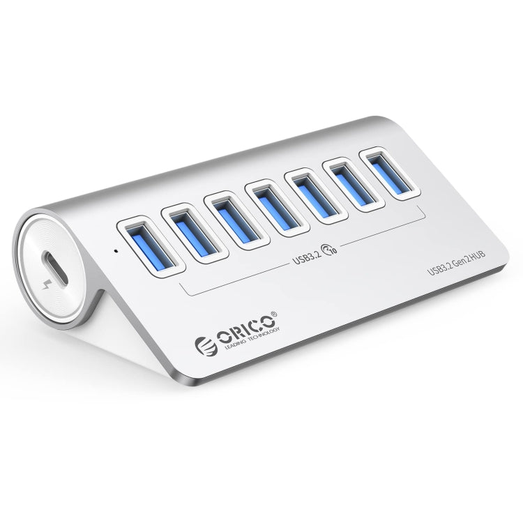 ORICO M3U7-G2 อลูมิเนียมอัลลอย 7 พอร์ต USB 3.2 Gen2 10Gbps HUB พร้อมสาย 1 ม., M3U7-G2 1 ม.