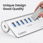 ORICO M3U7-G2 อลูมิเนียมอัลลอย 7 พอร์ต USB 3.2 Gen2 10Gbps HUB พร้อมสาย 1 ม., M3U7-G2 1 ม.
