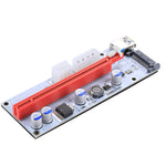 PCE164P-N06 VER008S ตัวขยายสัญญาณ USB 3.0 PCI-E Express 1x เป็น 16x PCI-E การ์ดอะแดปเตอร์ Riser พร้อมพอร์ตจ่ายไฟ SATA 15 พิน 6 พิน + 4 พิน และสาย USB ยาว 60 ซม., VER008S สีแดง